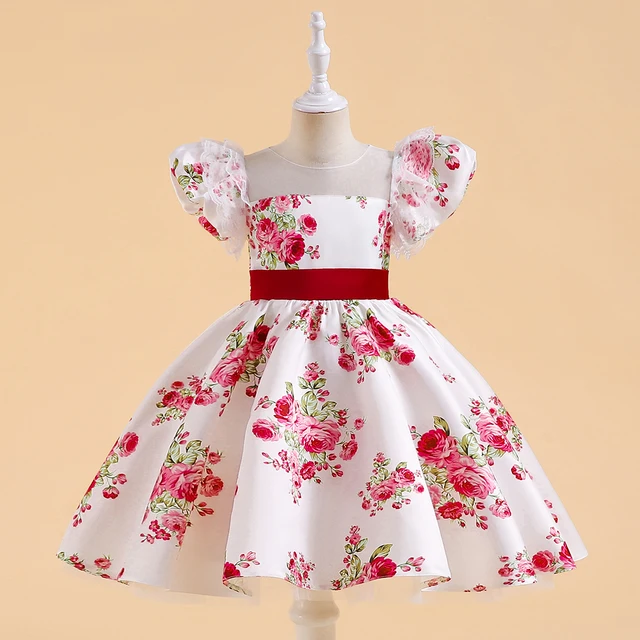 GIRL'S FLORAL SATIN DRESS