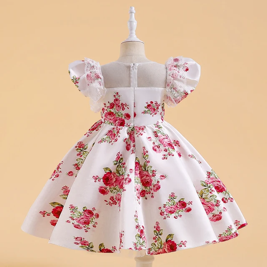 GIRL'S FLORAL SATIN DRESS