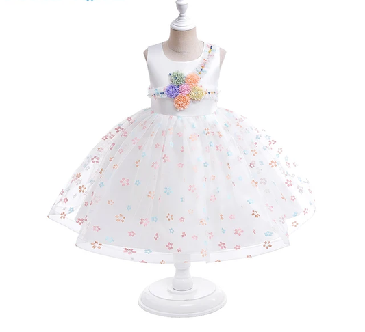 GIRL'S FLOWER FANCY WHITE DRESS