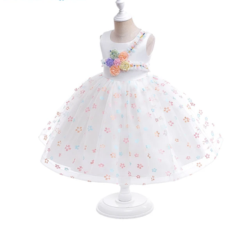 GIRL'S FLOWER FANCY WHITE DRESS