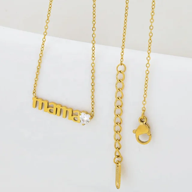 GOLD PLATED MAMA NAME STAINLESS STEEL FASHION JELWERY NECKLACE FOR MOTHER'S DAY GIFT