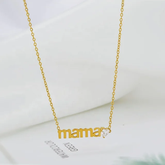 GOLD PLATED MAMA NAME STAINLESS STEEL FASHION JELWERY NECKLACE FOR MOTHER'S DAY GIFT