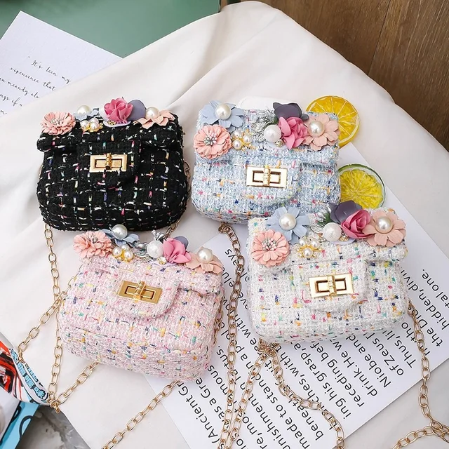 GIRL'S CUTE MINI FLOWER PEARL HANDBAG