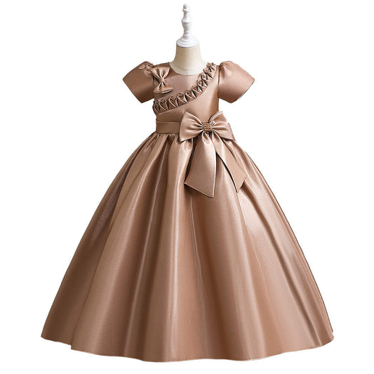 GIRL'S SATIN MAXI PRINCESS DRESS