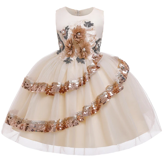 GIRL'S SEQUIN  FLOWER SUMMER DRESS