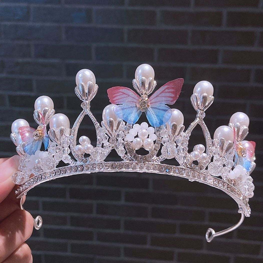 GIRL'S LUXURY BUTTERFLY BEADED FASHION TIARA