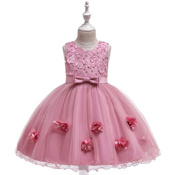 GIRL'S FLOWER PATTERN TULLE DRESS