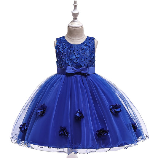 GIRL'S FLOWER PATTERN TULLE DRESS