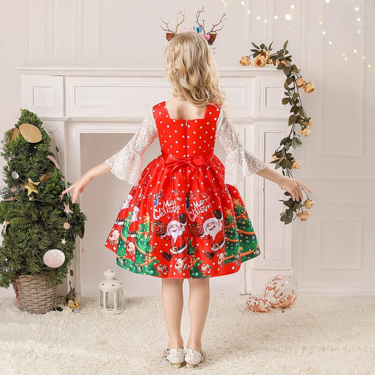 GIRL'S CHRISTMAS PRINTED DRESS