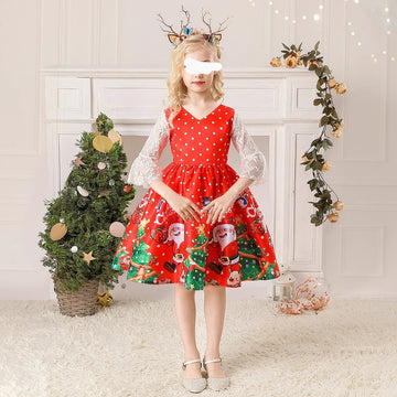 GIRL'S CHRISTMAS PRINTED DRESS