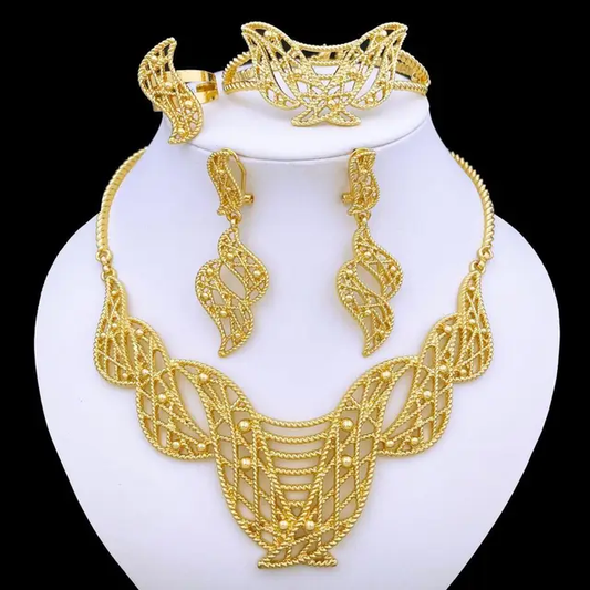 WOMEN DUBAI ELEGANT 18K GOLD PLATED FASHION JELWERY SETS