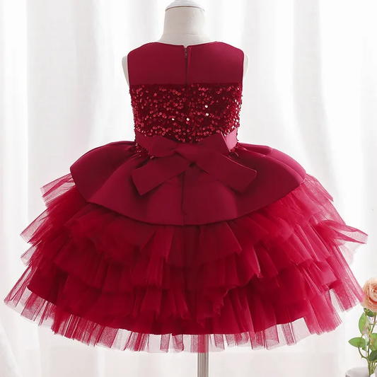 GIRLS SEQUIN PUFFY PARTY DRESS