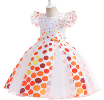 GIRL'S ORANGE DOT FORMAL DRESS