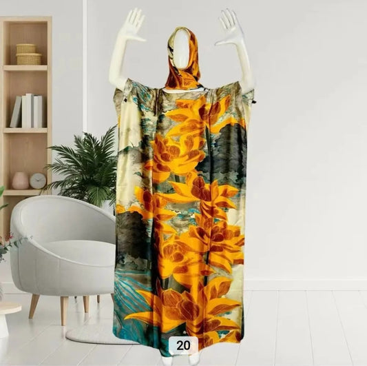 LADIES SILK SOFT DRESS WITH SCARF