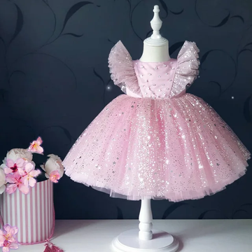 BABY GIRL SEQUIN TUTU LACE MESH DRESS